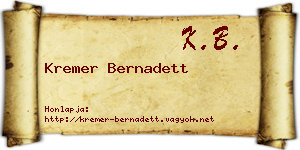 Kremer Bernadett névjegykártya